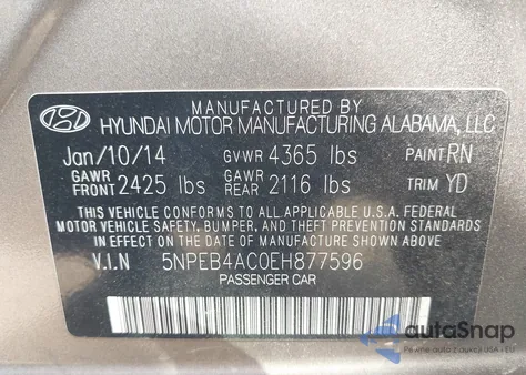 2014 Hyundai Sonata Gls из США, поврежденный, VIN 5NPEB4AC0EH877596